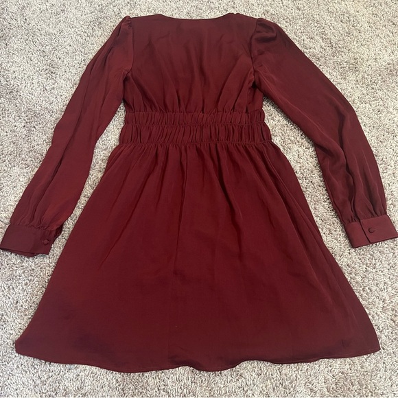 {Express} Long Sleeve Burgundy Dress - Picture 8 of 10